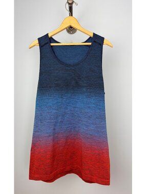 Lululemon Metal Vent Tech Tank Top Mens L Deep Navy Blue Red Sleeveless Shirt